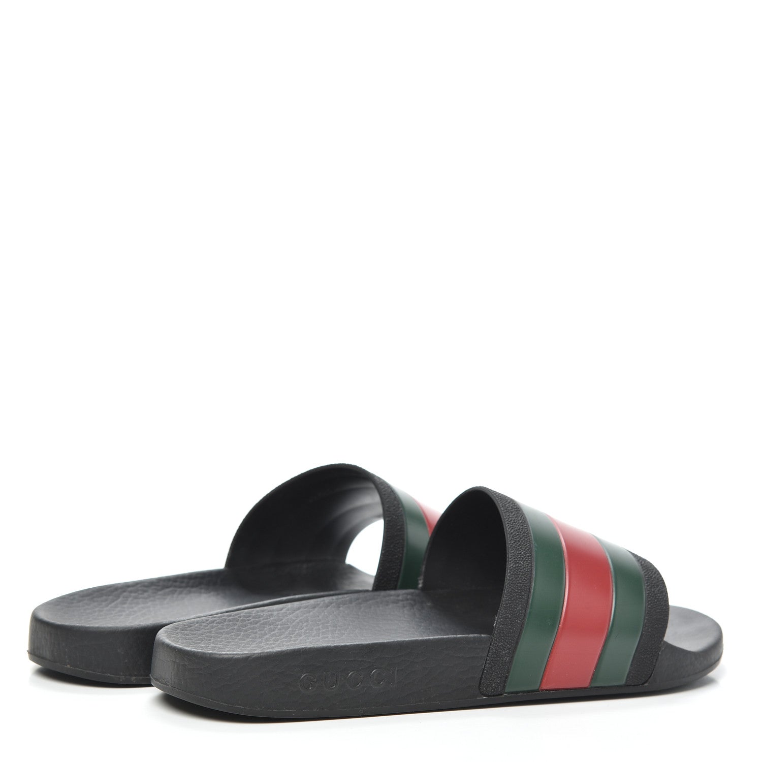Gucci Rubber Web Mens Pool Slide Sandals 5 Black Green Red 4 of 6