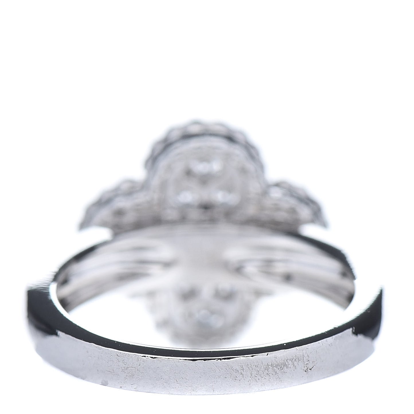 18K White Gold Diamond Vintage Alhambra Ring 51 5.75