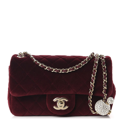 Chanel Velvet Quilted Mini Rectangular Pearl Crush Flap Burgundy 1 of 11