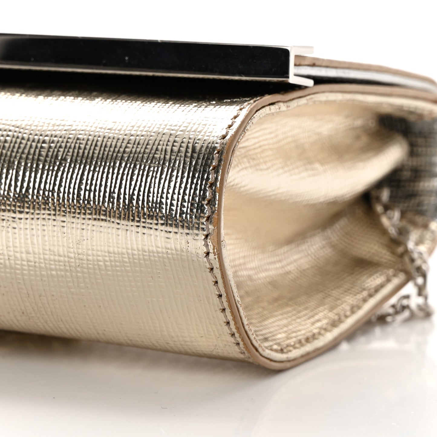 Vitello Mirror Elite Bi-Color Mini Rush Clutch Argento Champagne