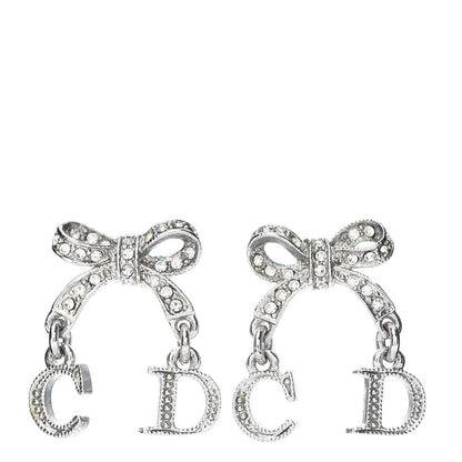 Christian Dior Crystal Bow Earrings Silver 1 of 3