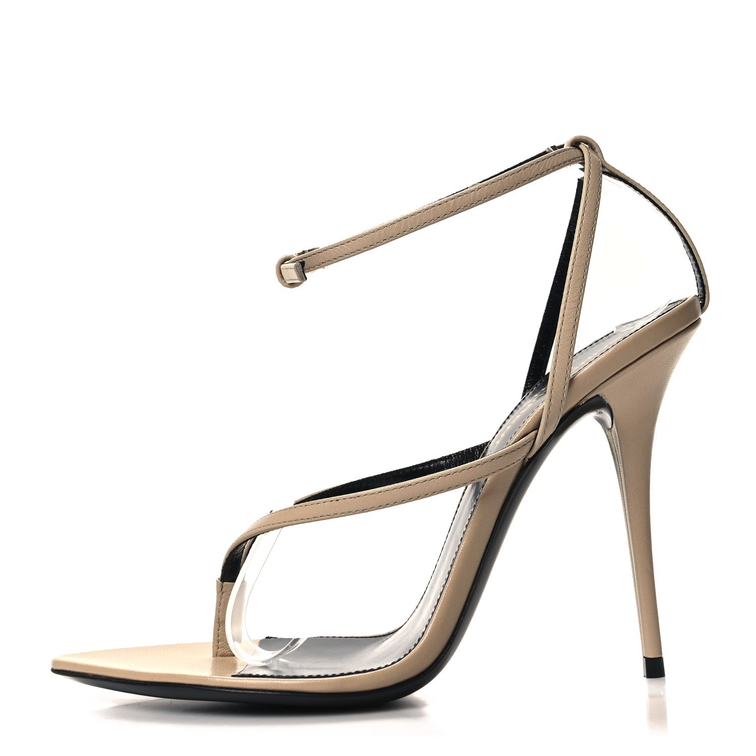 Saint Laurent Calfskin Nadja 105 Ankle Strap Sandals 38 Trench 1 of 8
