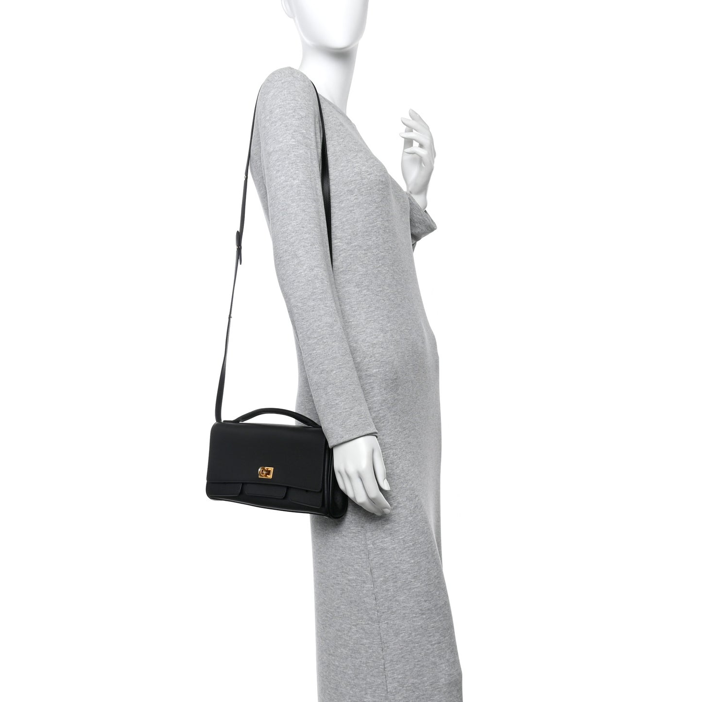 Smooth Calfskin Small Bel Air Clutch On Strap Black