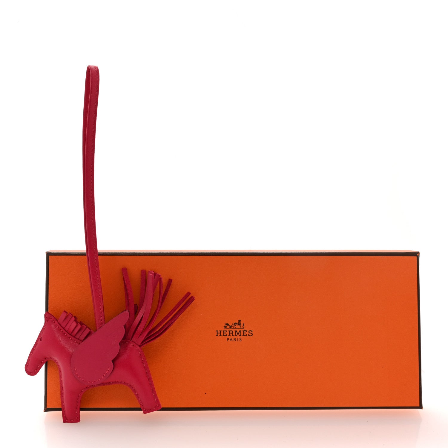 Hermes Milo Lambskin Grigri Rodeo Pegase Horse Bag Charm PM Framboise 4 of 4