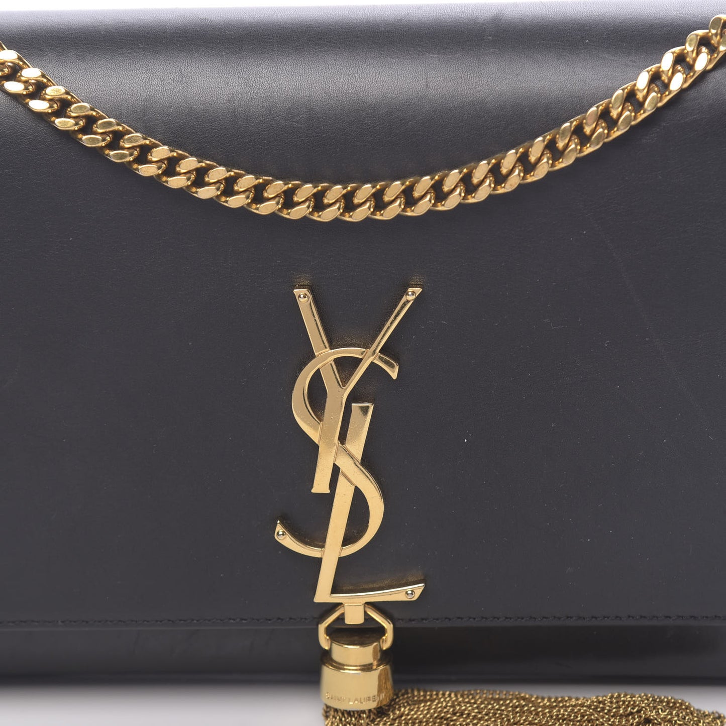 Smooth Calfskin Medium Classic Monogram Kate Tassel Satchel Black