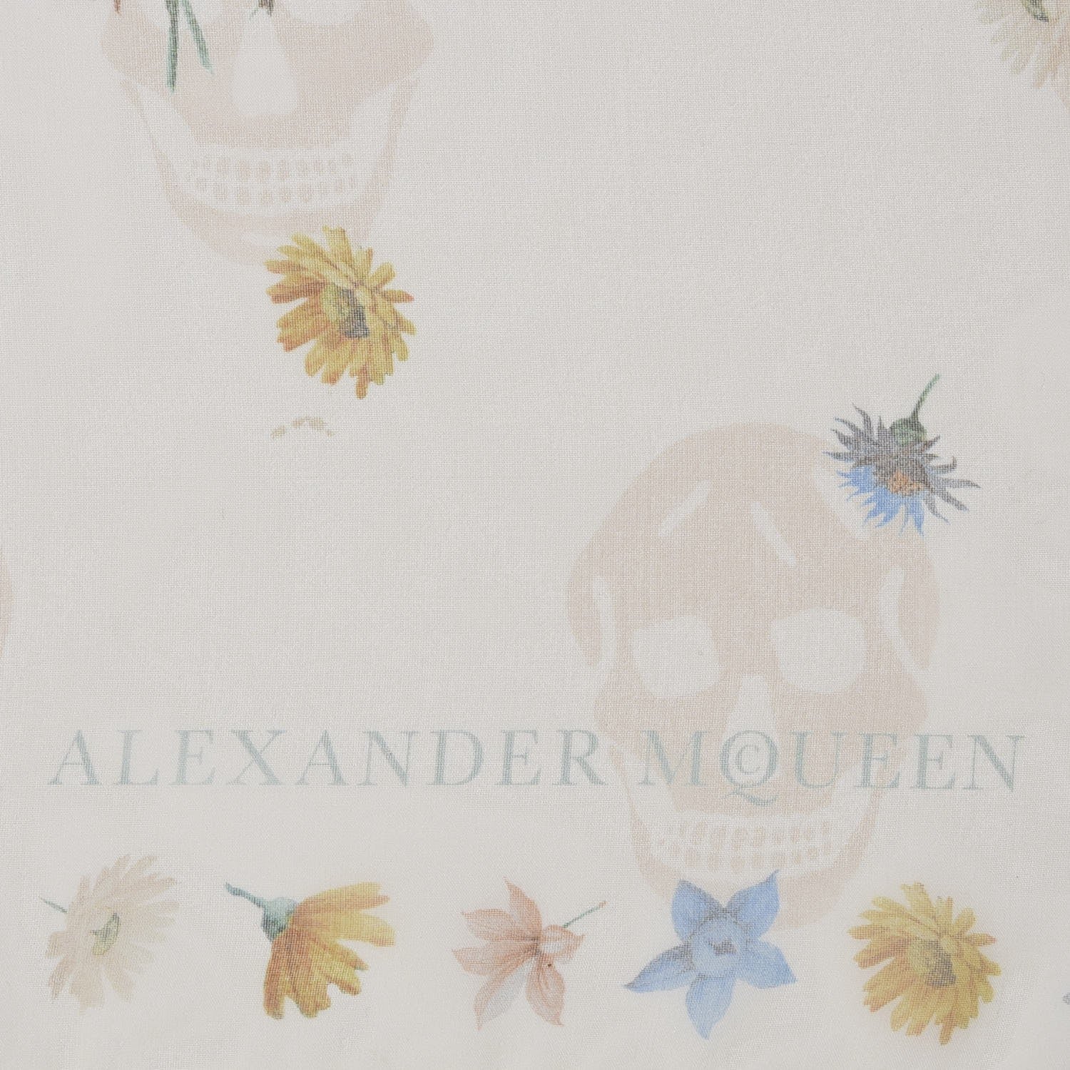 Alexander McQueen Silk Modal Midieval Flower Skull Scarf Ivory 5 of 8