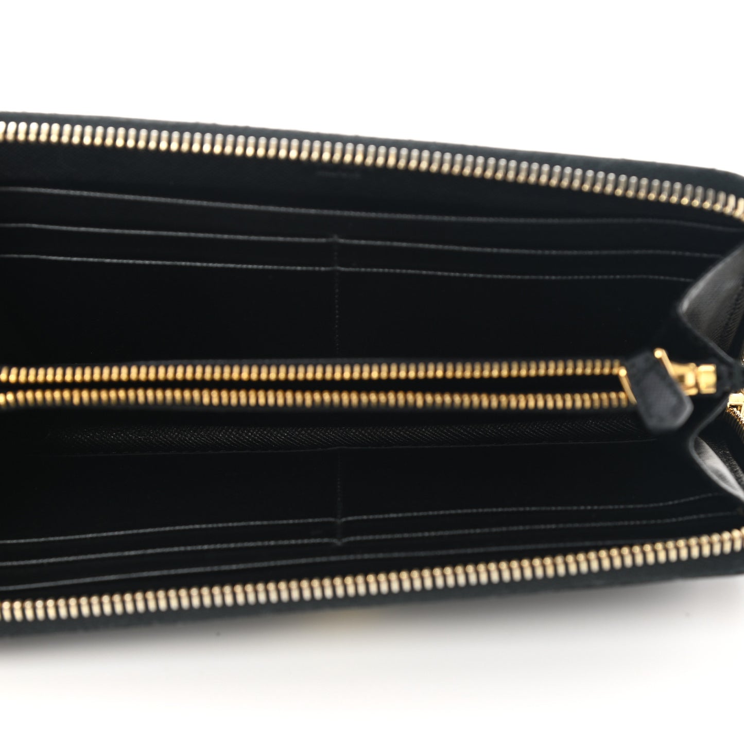 Saffiano Metal Zip Around Wallet Black
