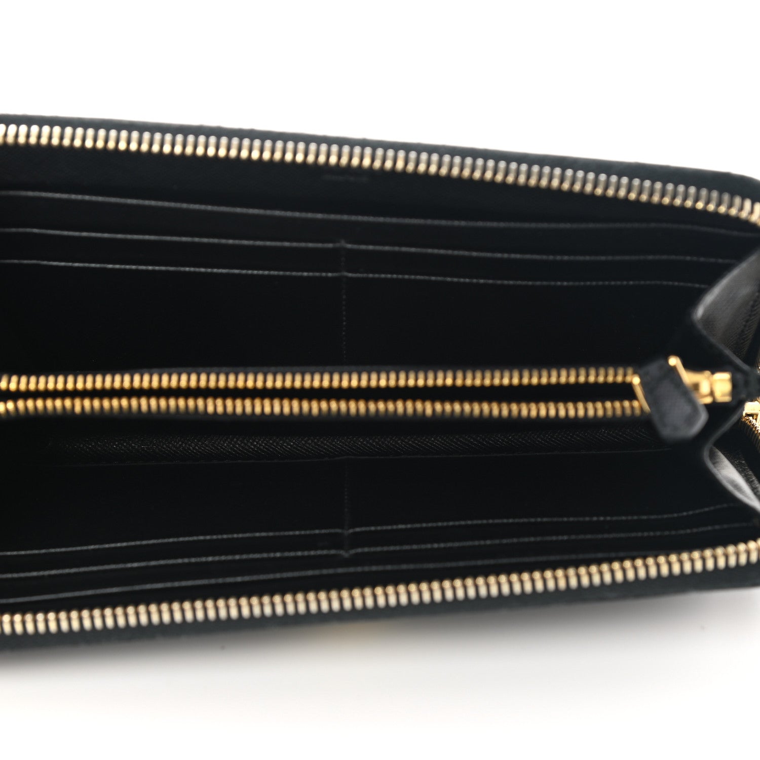 Prada Saffiano Metal Zip Around Wallet Black 5 of 12
