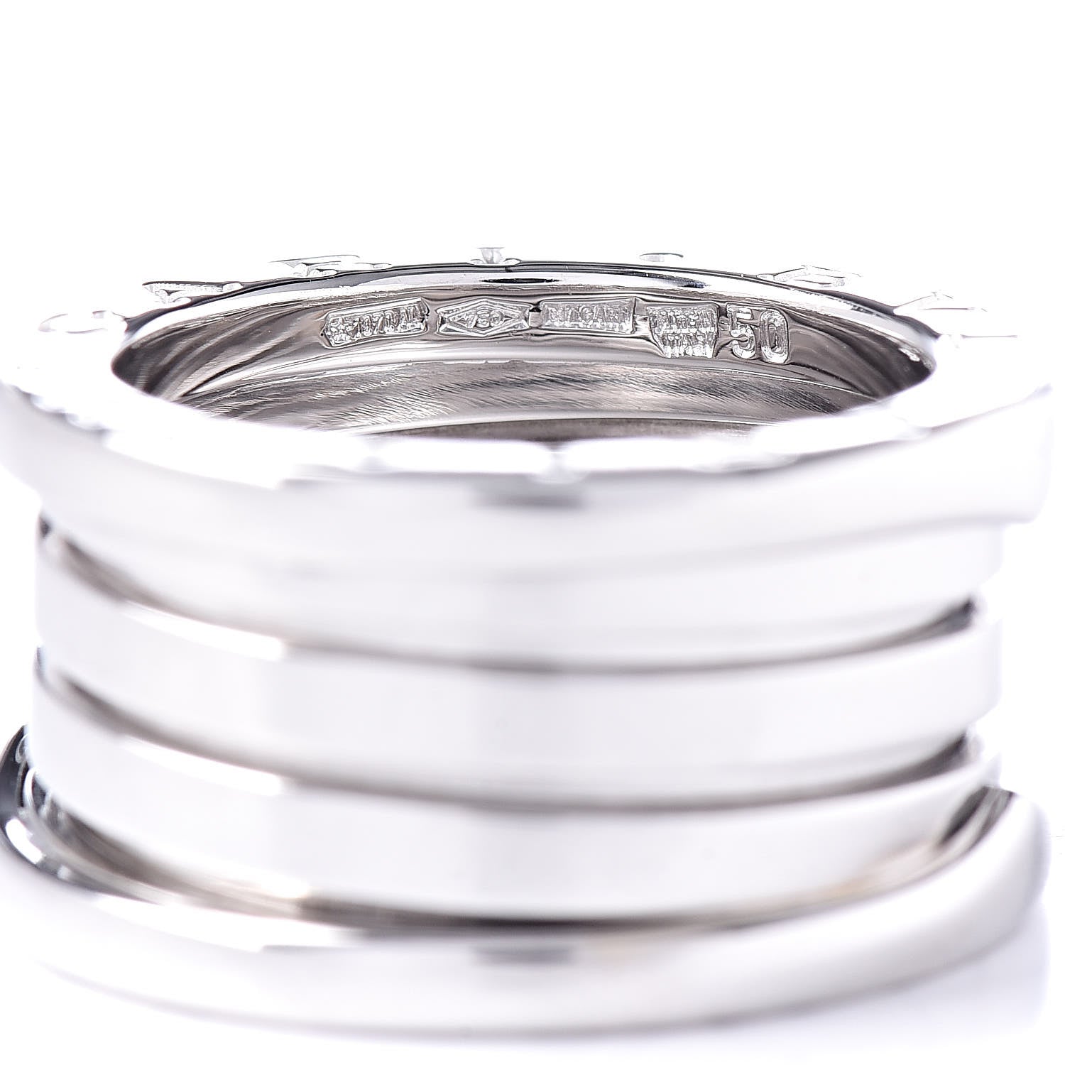 Bulgari 18K White Gold B.Zero1 4 Band Ring 50 5.25 4 of 5
