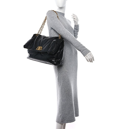 Balenciaga Arena Calfskin Large Monaco Chain Shoulder Bag Black 2 of 8