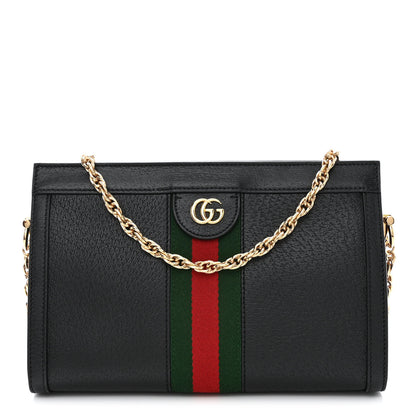 Gucci Textured Calfskin Web Small Ophidia Chain Shoulder Bag Black 1 of 10