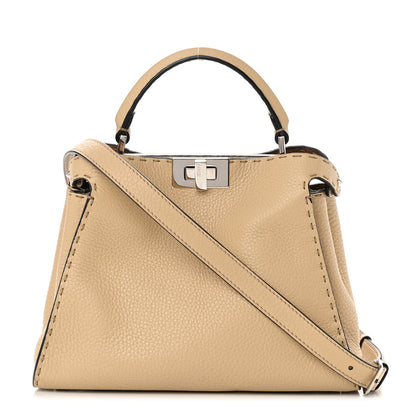 Fendi Cuoio Romano Selleria Medium Peekaboo Iconic Essentially Satchel Paglia Latte Mou 1 of 12