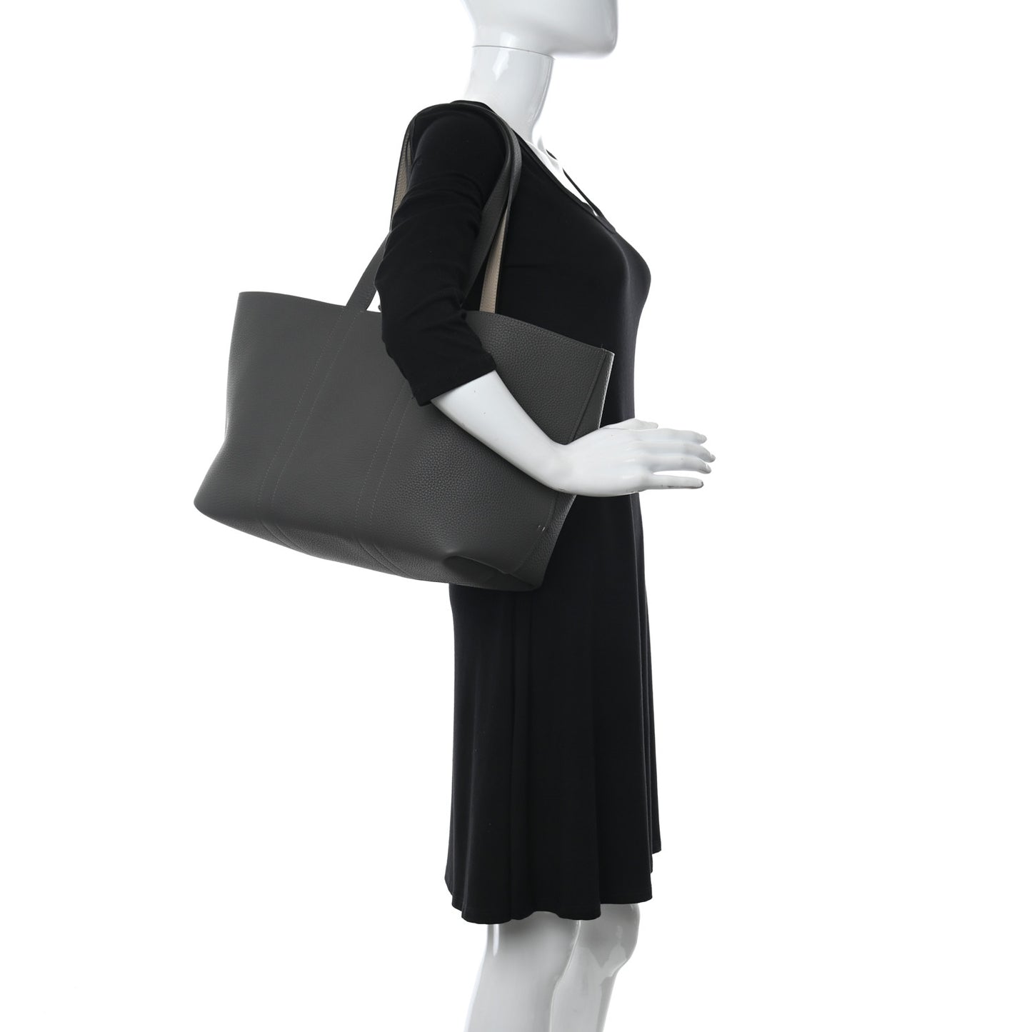 Taurillon Gex Calfskin Duo Reversible Tote Greige Zinc