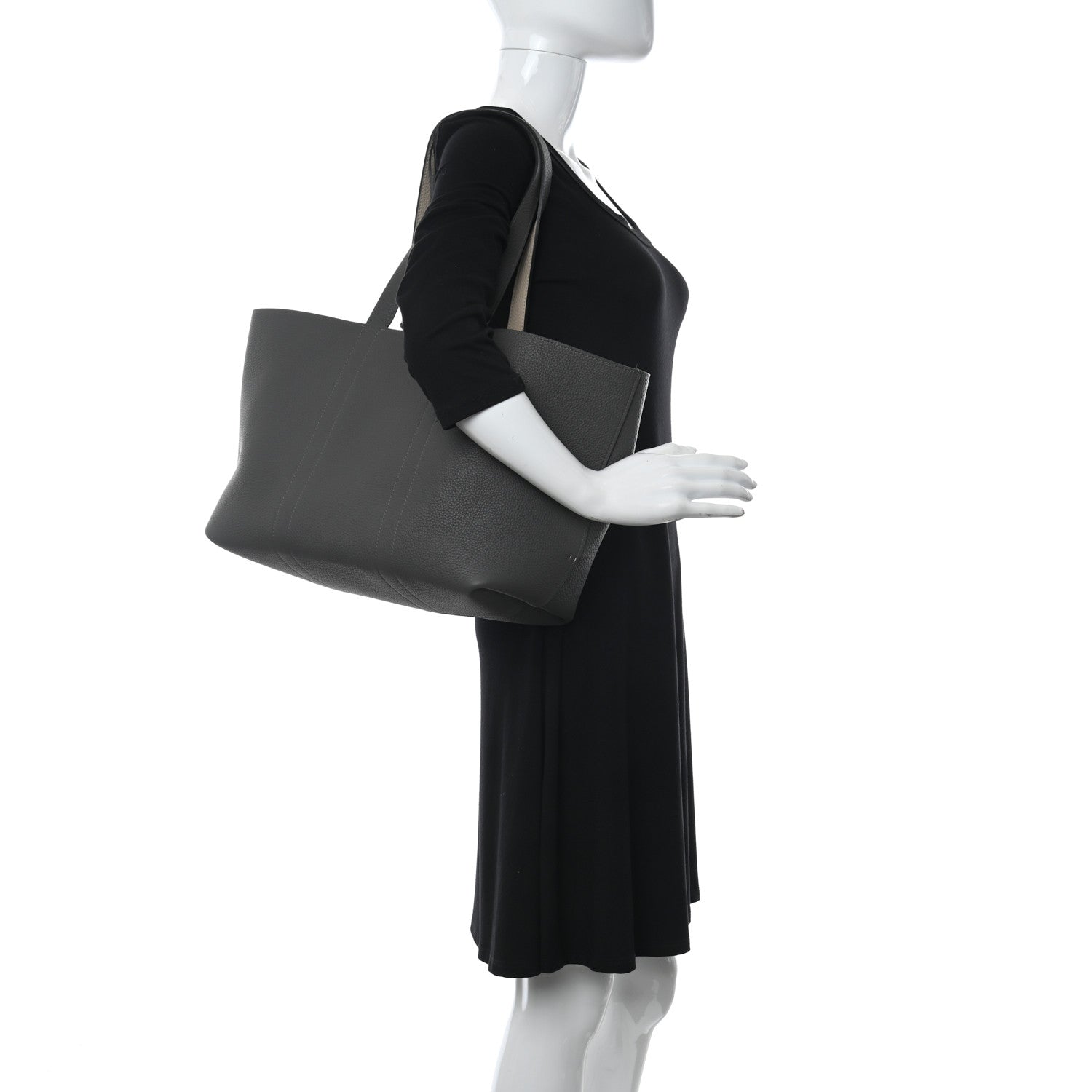 Moynat Taurillon Gex Calfskin Duo Reversible Tote Greige Zinc 2 of 10