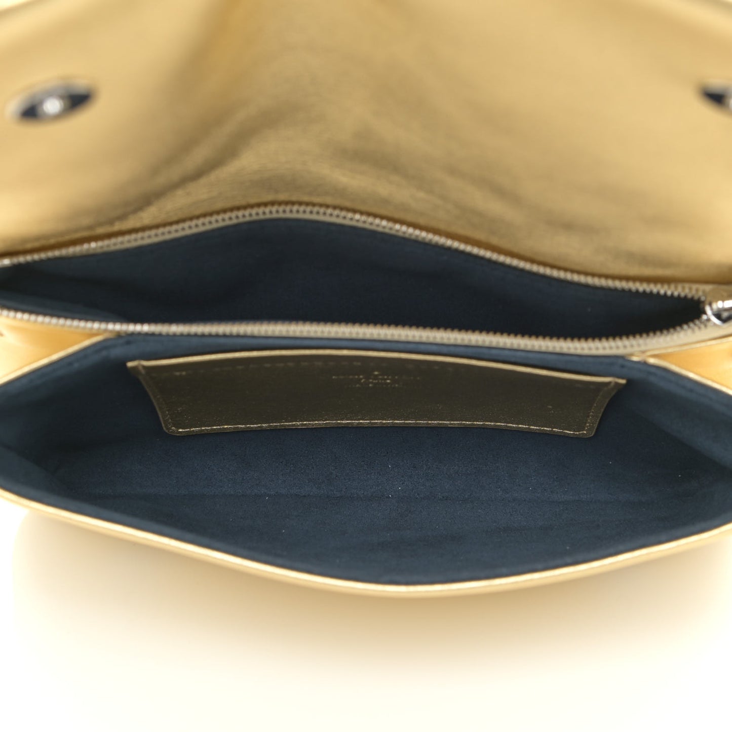 Metallic Lambskin Embossed Monogram Pochette Coussin Gold