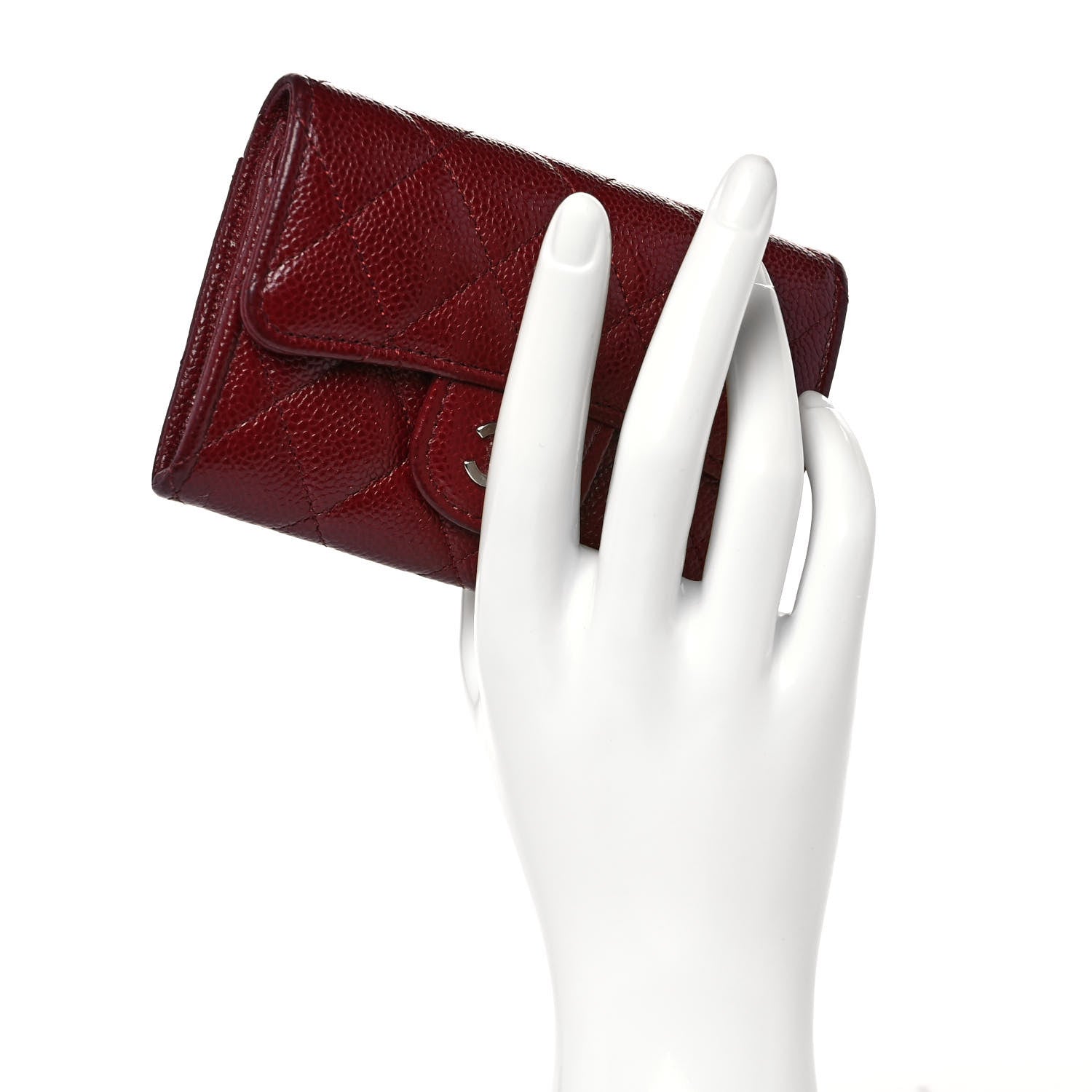 Chanel Caviar Quilted Flap Card Holder Wallet Burgundy 2 of 11