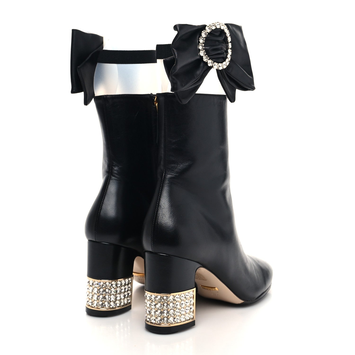 Gucci Nappa Removable Bow Candy Ankle Boots 37.5 Black 4 of 7