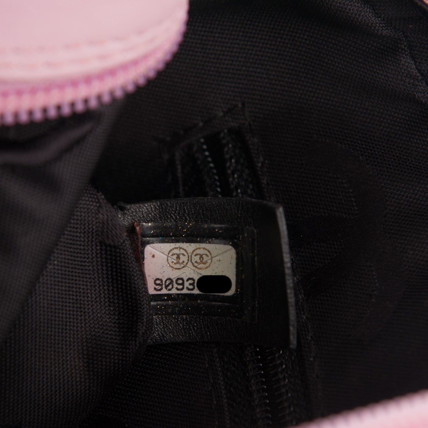 Calfskin Quilted Cambon Pochette Pink Black