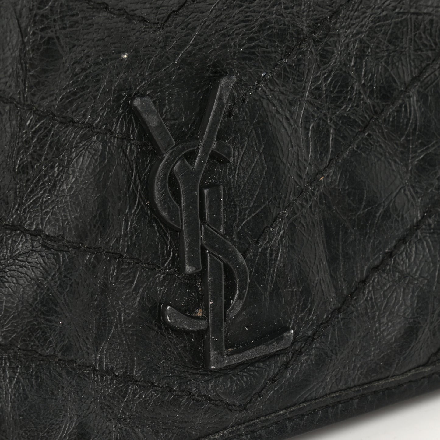 Crinkled Calfskin Matelasse Monogram Niki Chain Wallet Black