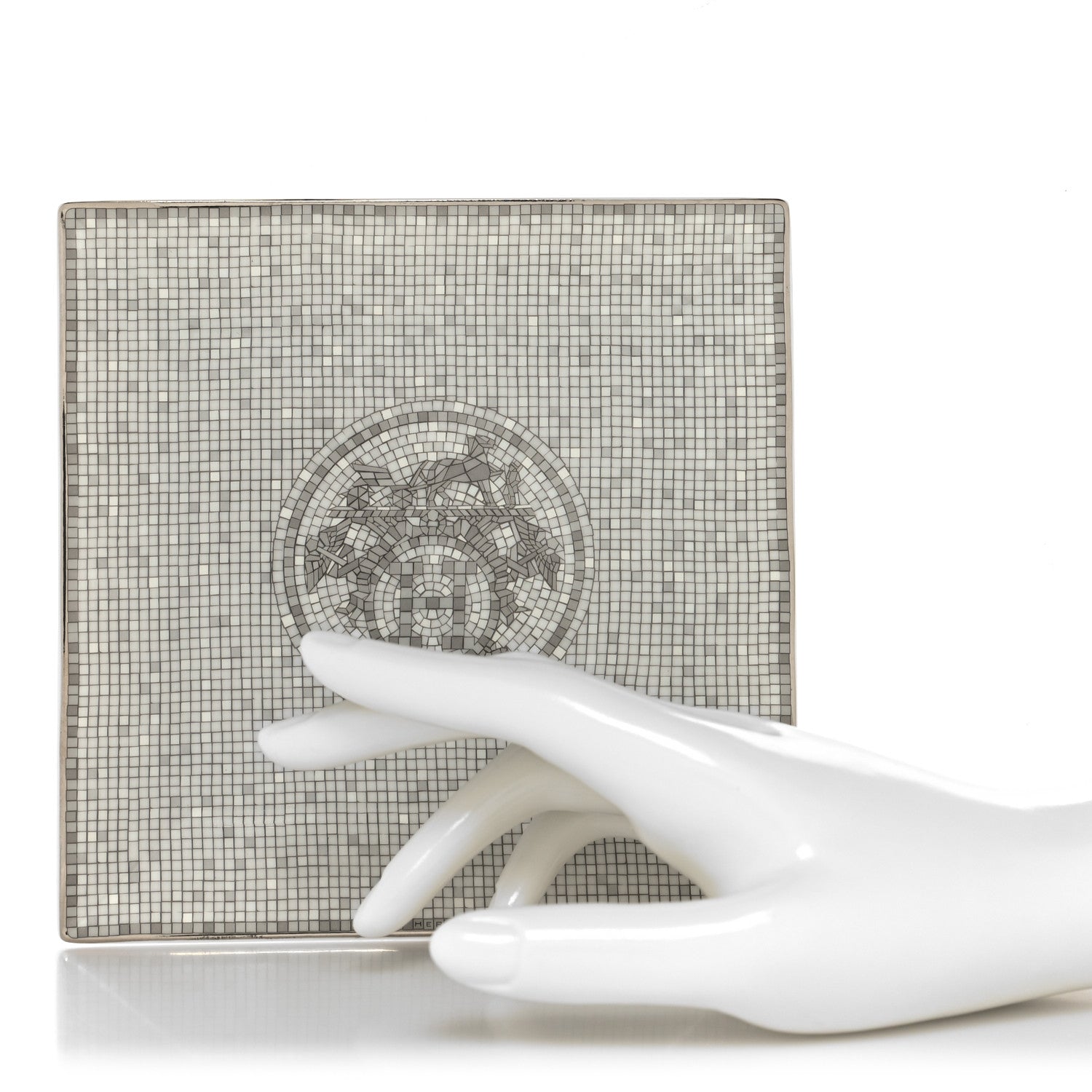 Hermes Porcelain Mosaique Au 24 Platinum Square Plate N°3 2 of 7