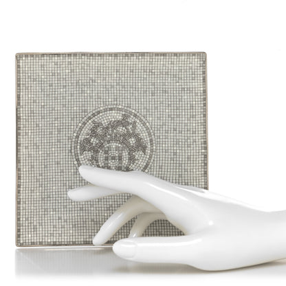 Hermes Porcelain Mosaique Au 24 Platinum Square Plate N°3 2 of 7