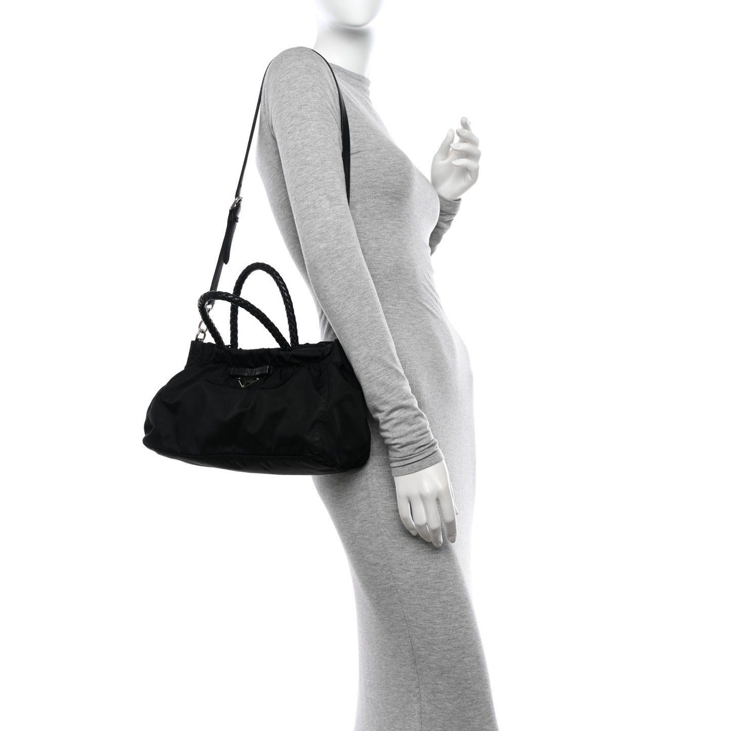 Tessuto Nylon Bow Shoulder Bag Black