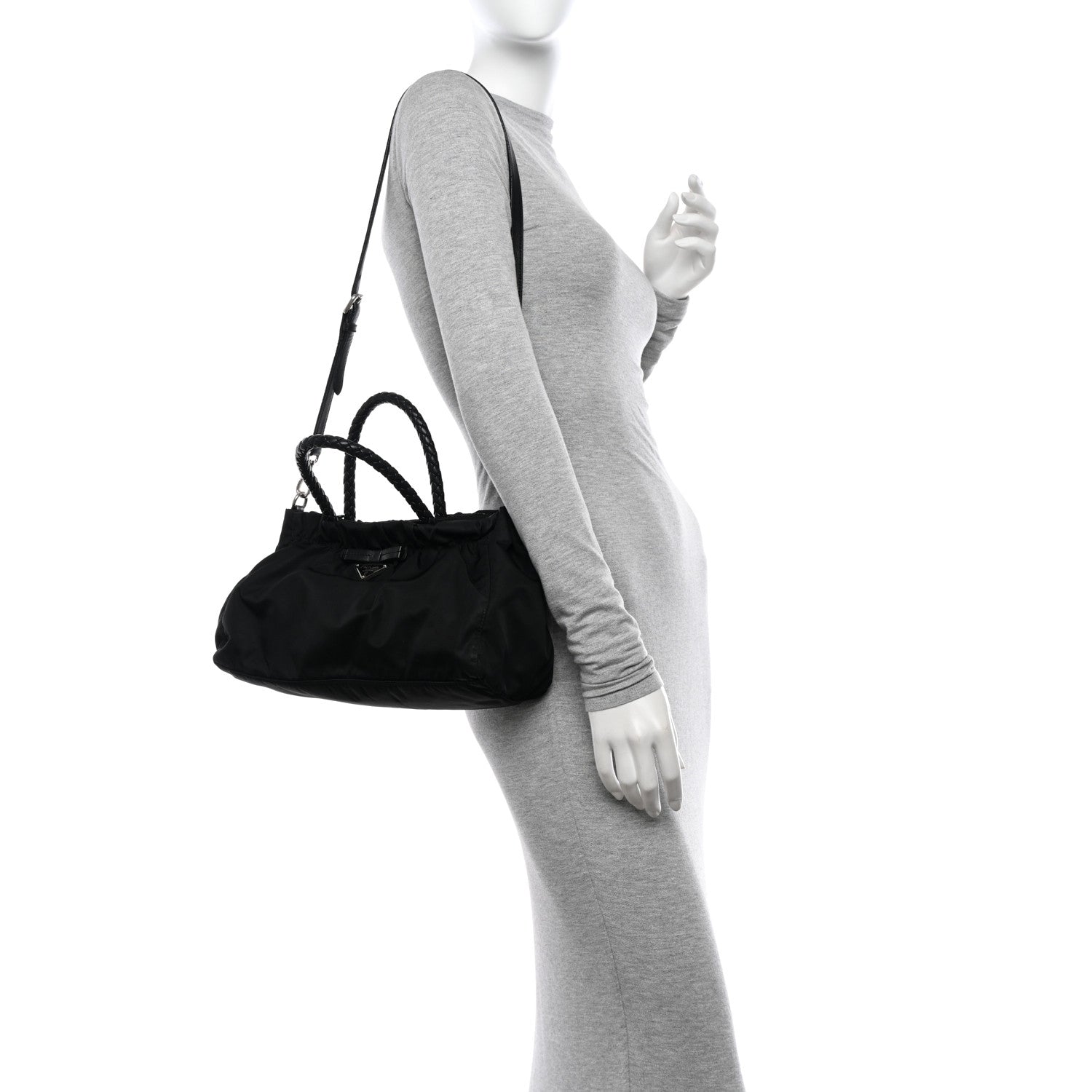 Prada Tessuto Nylon Bow Shoulder Bag Black 2 of 9