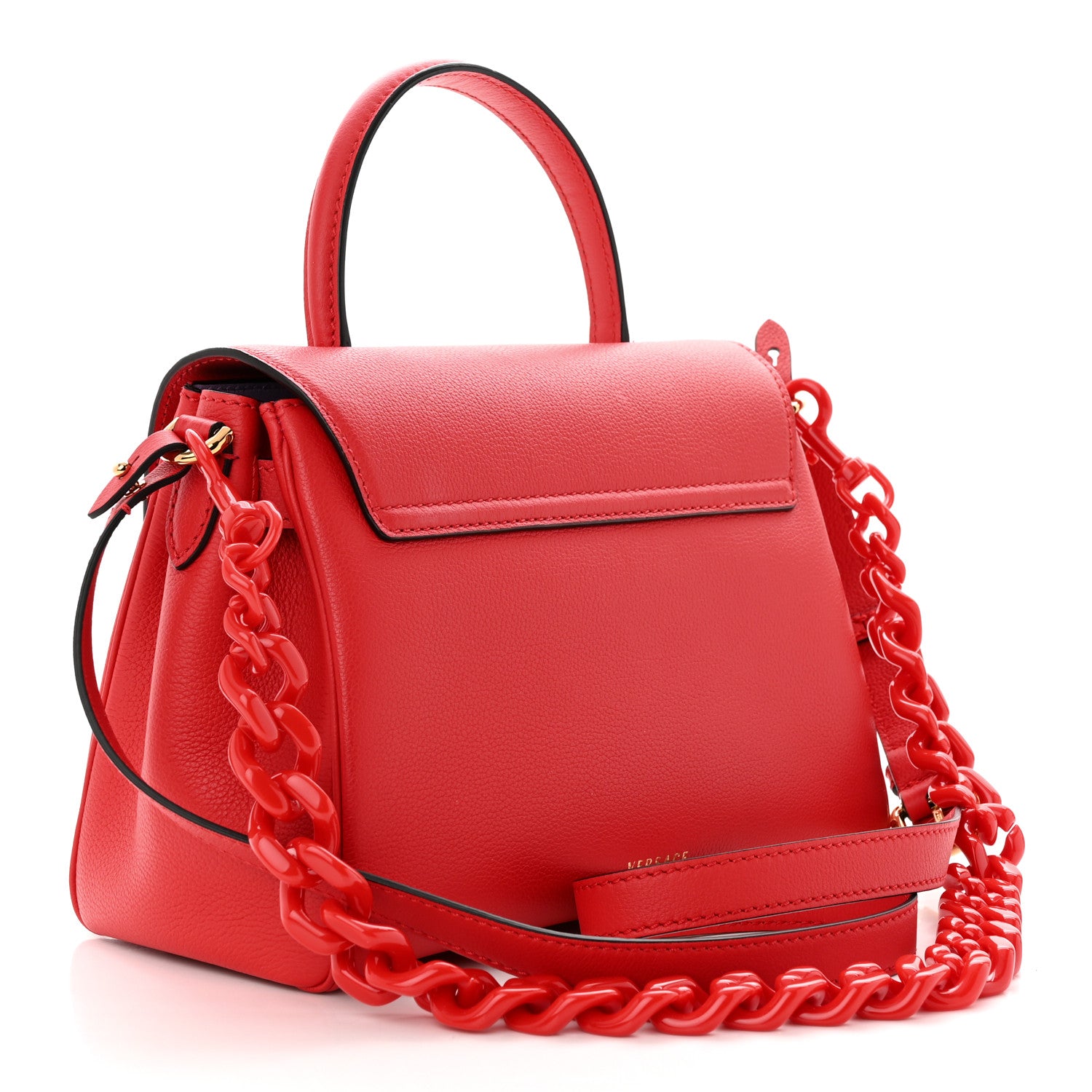 Versace Calfskin Medium La Medusa Top Handle Handbag Red 3 of 9