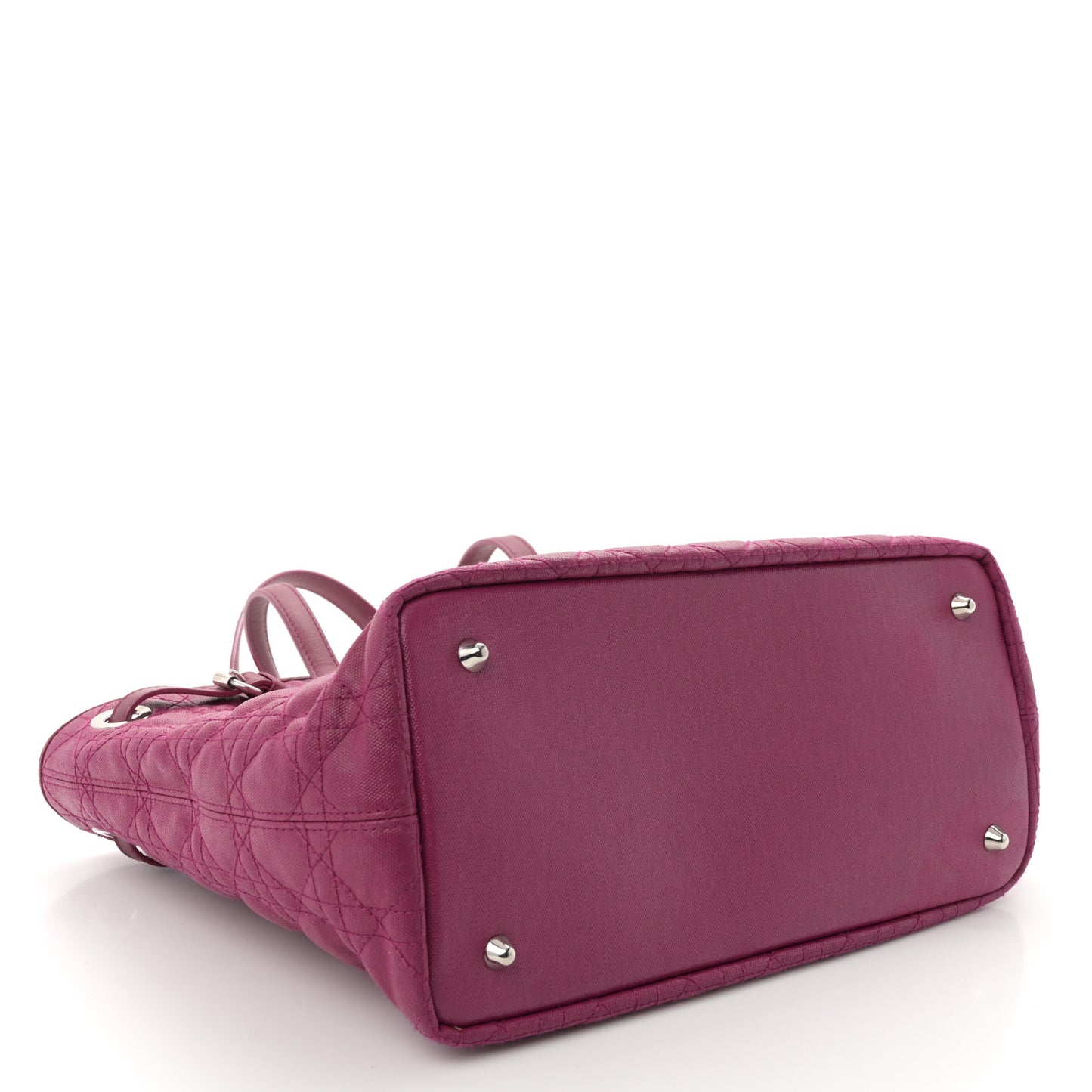 Coated Canvas Cannage Medium Panarea Tote Raspberry
