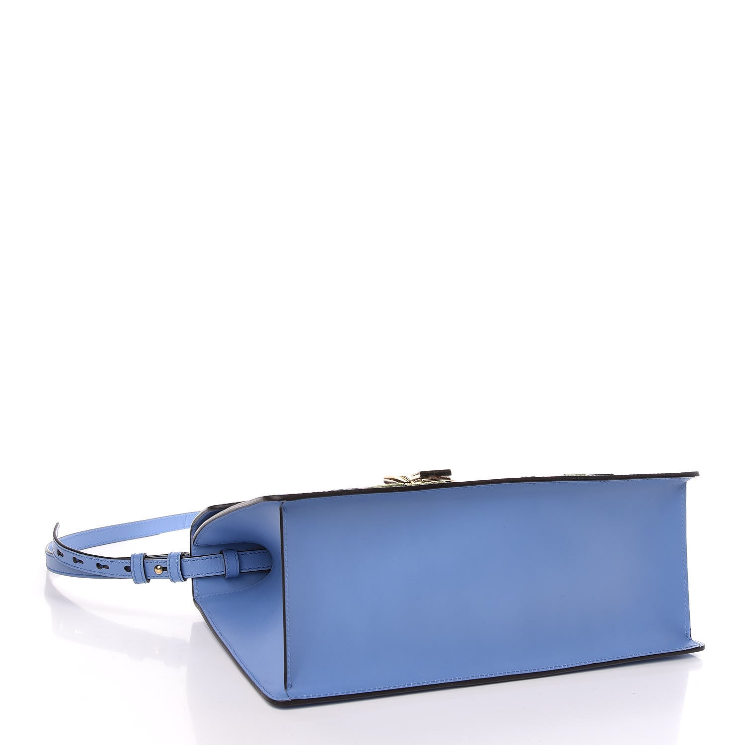Gucci Calfskin Embroidered Medium Sylvie Top Handle Bag Clear Sky Blue 4 of 10