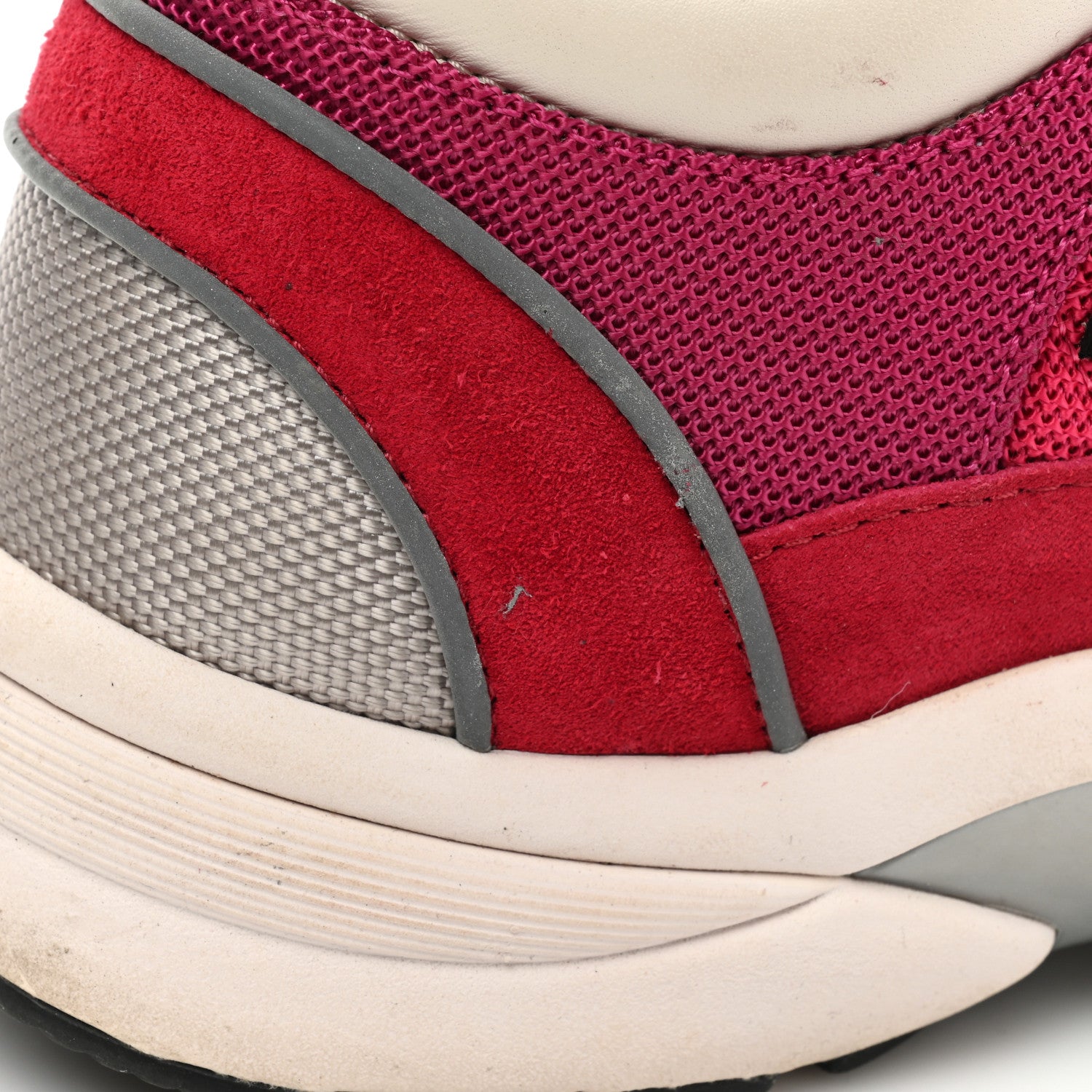 Chanel Mesh Suede Calfskin Grained Calfskin Womens CC Sneakers 37.5 Dark Pink Silver 14 of 19