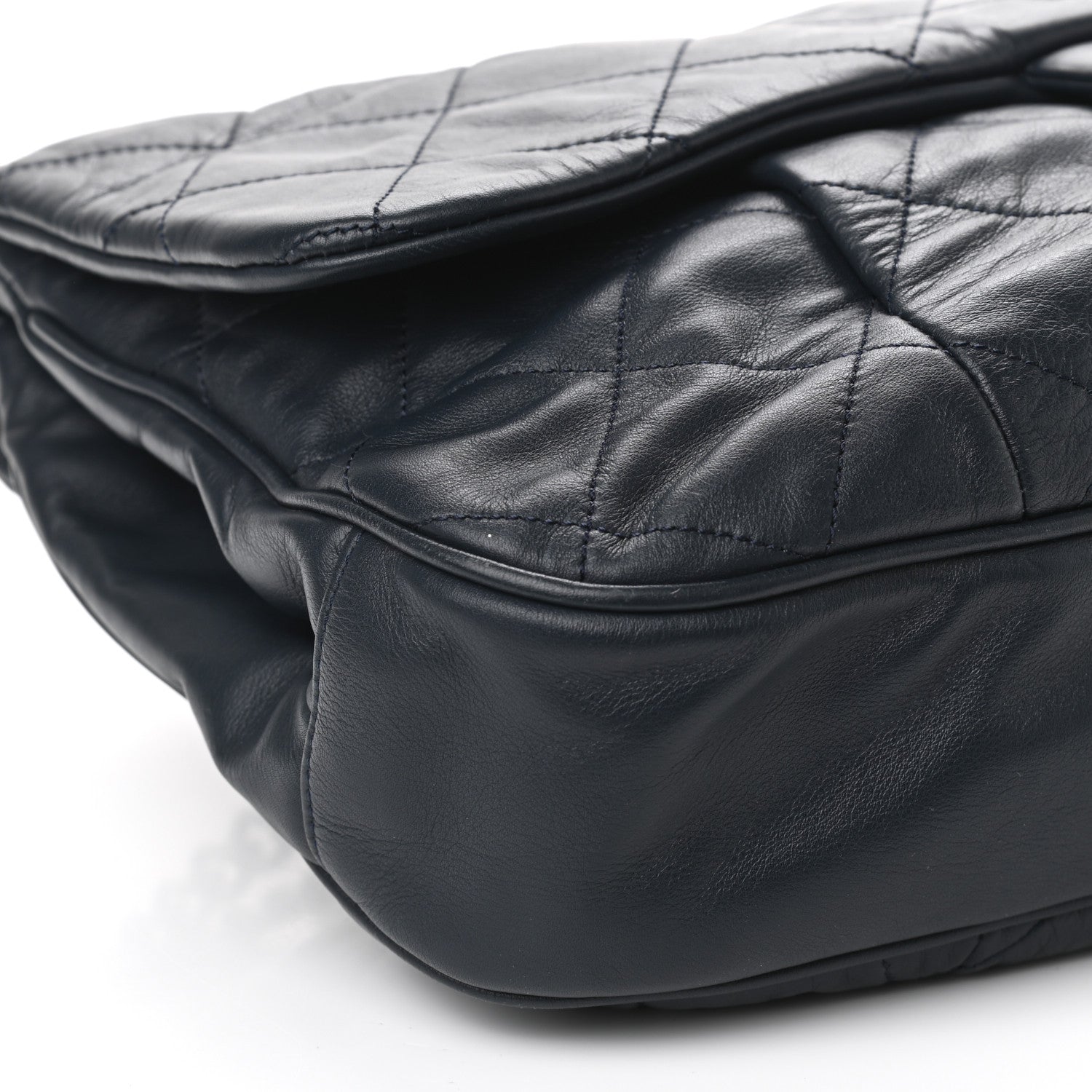Chanel Calfskin Quilted Coco Pleats Flap Dark Navy Blue 9 of 10