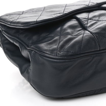 Chanel Calfskin Quilted Coco Pleats Flap Dark Navy Blue 9 of 10