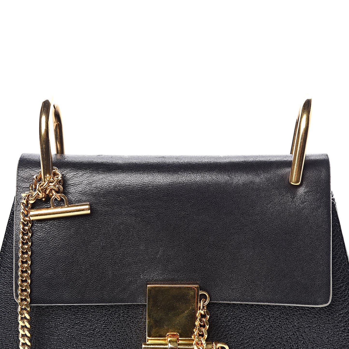 Grained Calfskin Lambskin Mini Drew Shoulder Bag Black