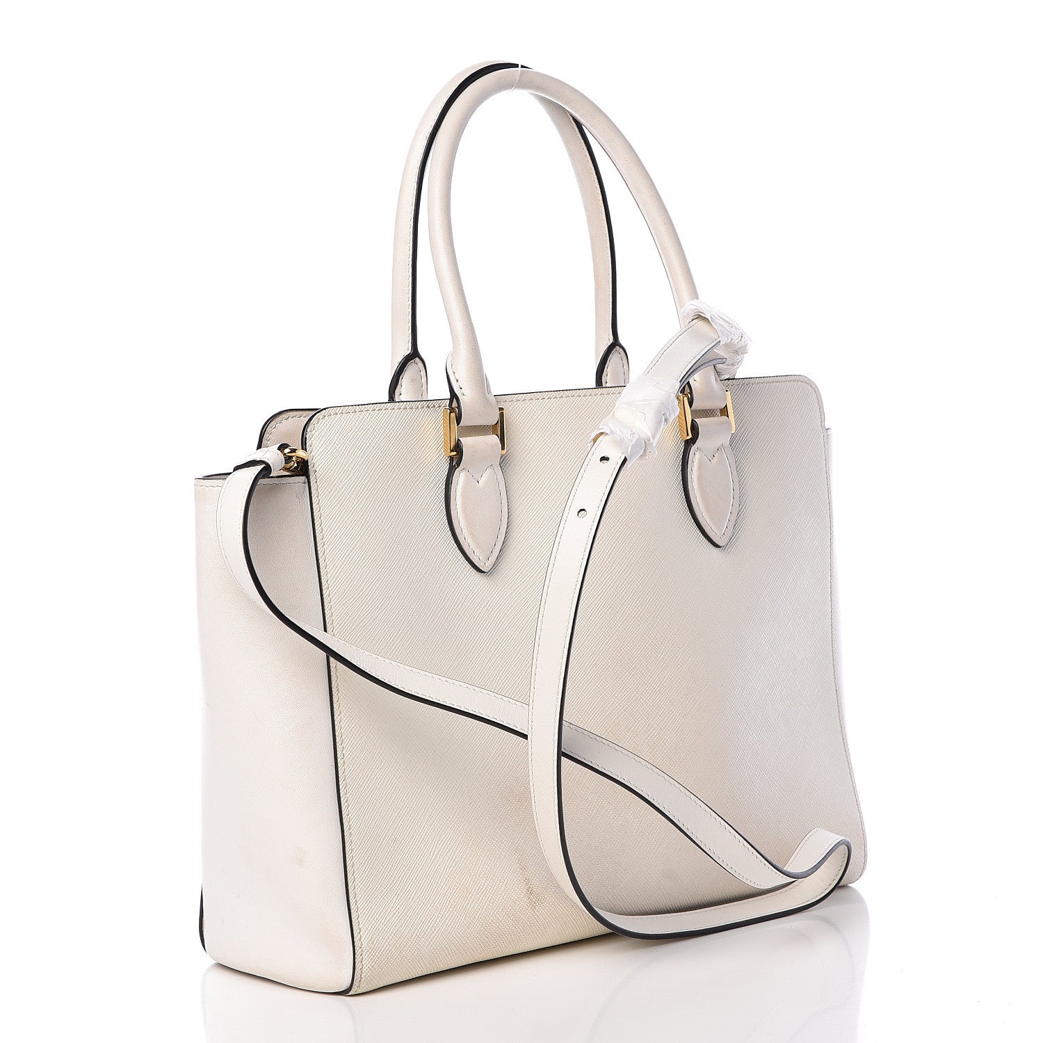 Prada Saffiano Soft Calfskin Zippered Tote White 3 of 21