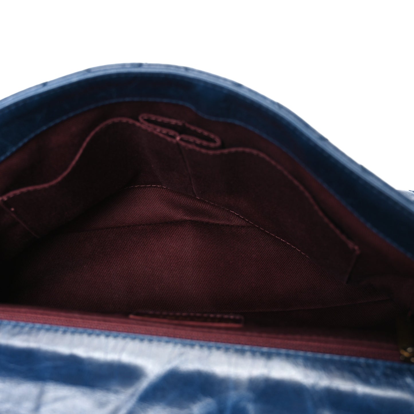 Glazed Calfskin Castle Rock Medium Flap Blue