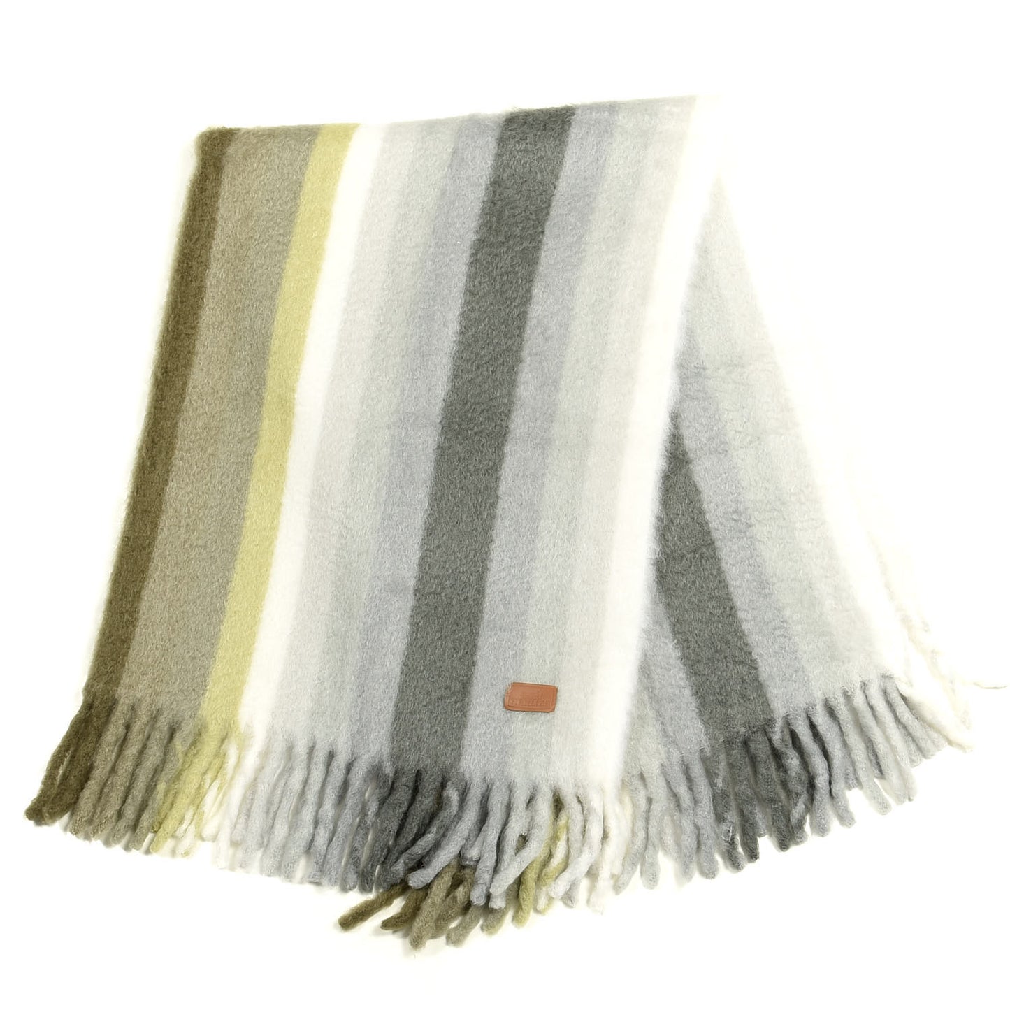 Mohair Wool Rayre Ombre Plaid Throw Blanket Galet Argile