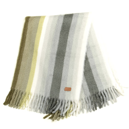 Hermes Mohair Wool Rayre Ombre Plaid Throw Blanket Galet Argile 3 of 4