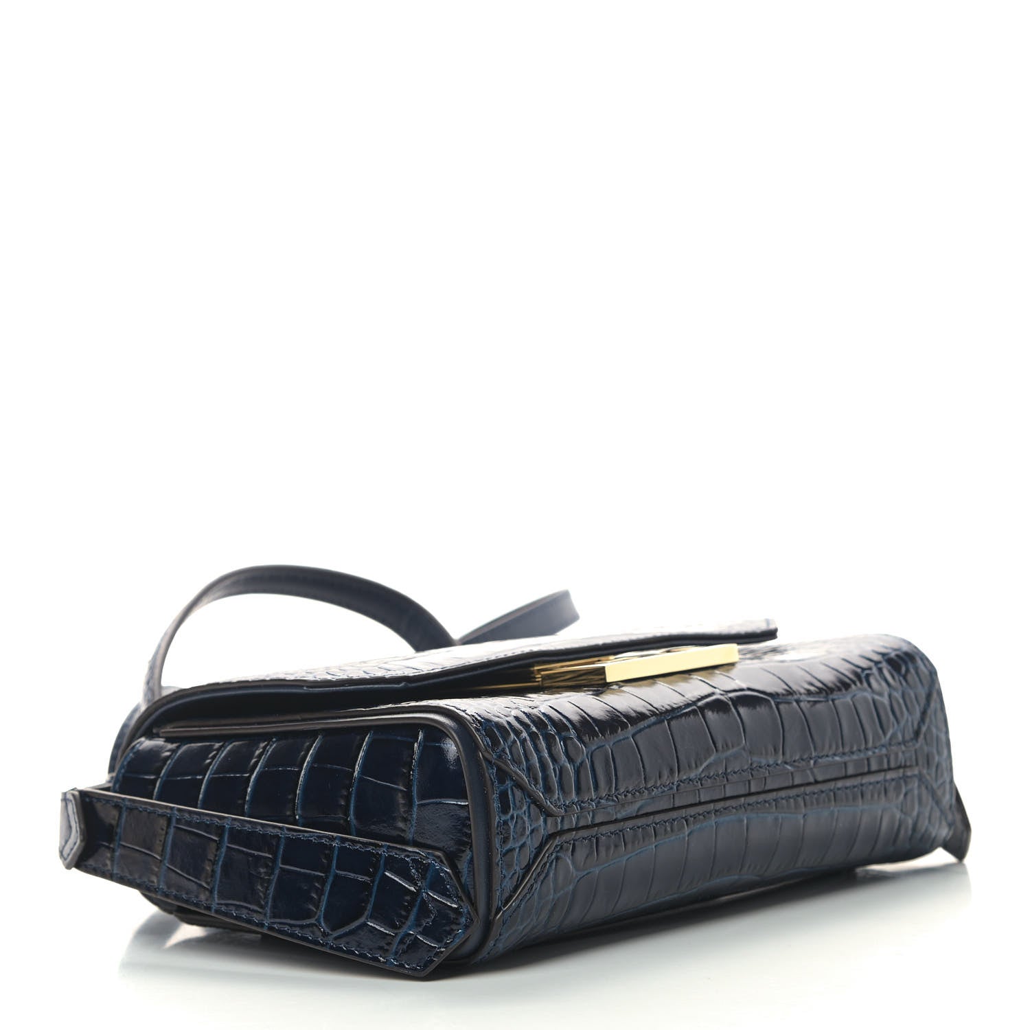 Givenchy Calfskin Crocodile Embossed Eden Mini Top Handle Blue 3 of 8