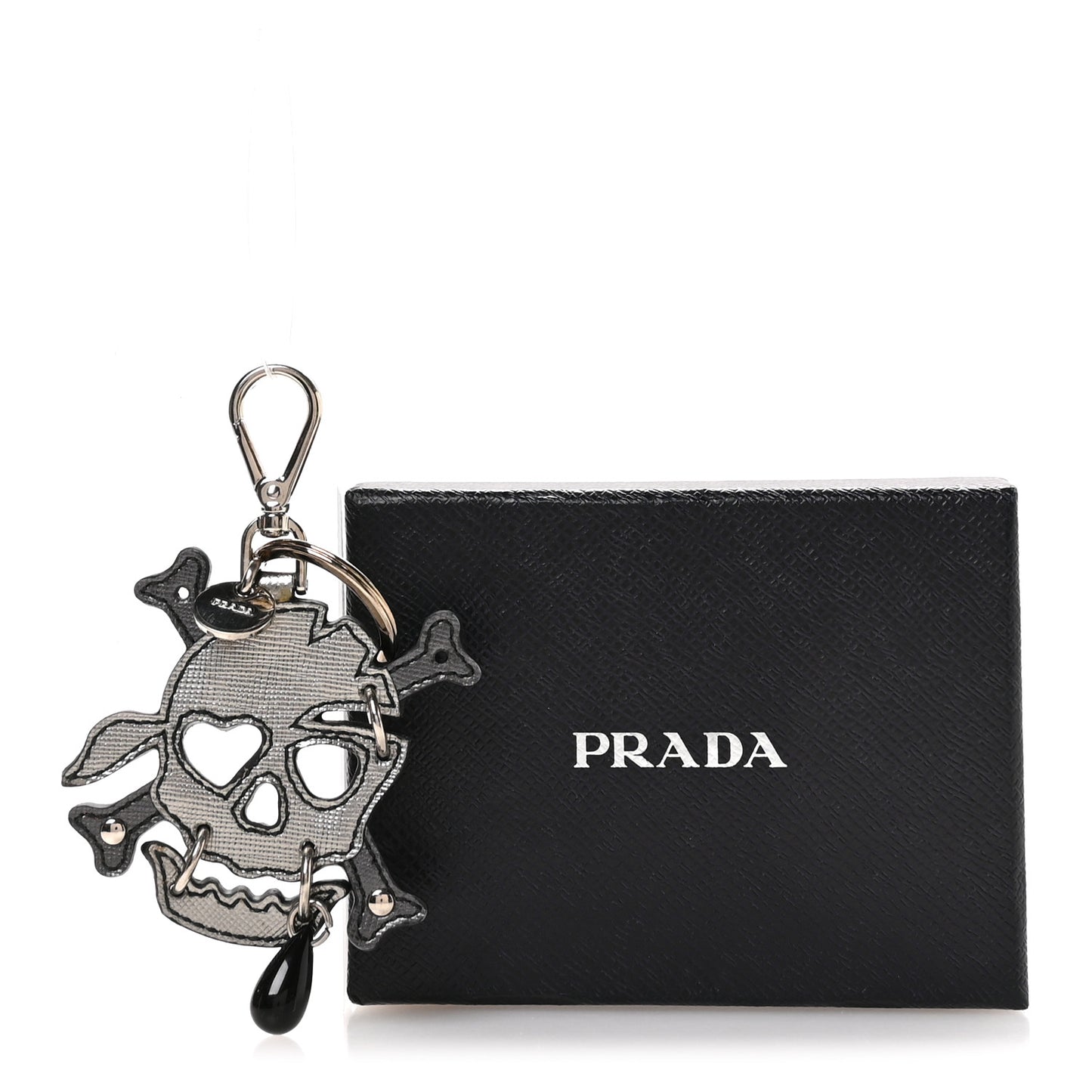 Metal Saffiano Skull Bag Charm Palladio