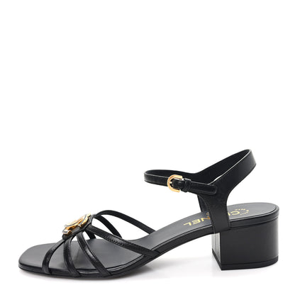Chanel Lambskin Crystal CC Sandals 40 Black 1 of 10