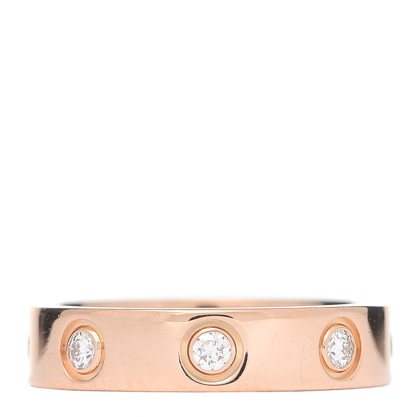 18K Pink Gold 8 Diamond 4mm LOVE Wedding Band Ring 45 3.25