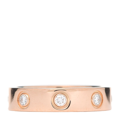 Cartier 18K Pink Gold 8 Diamond 4mm LOVE Wedding Band Ring 45 3.25 3 of 4