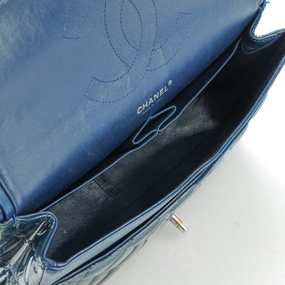 Chanel Patent Quilted Jumbo Double Flap Navy Blue 10 of 10