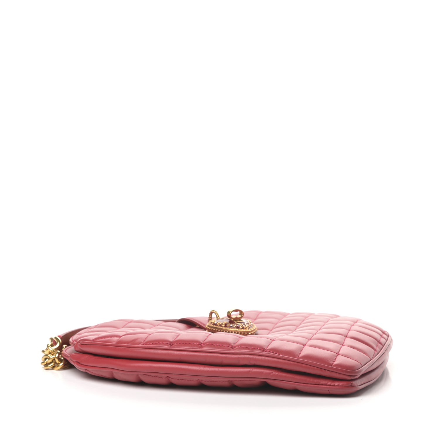 Calfskin Quilted Heart Shoulder Bag Red