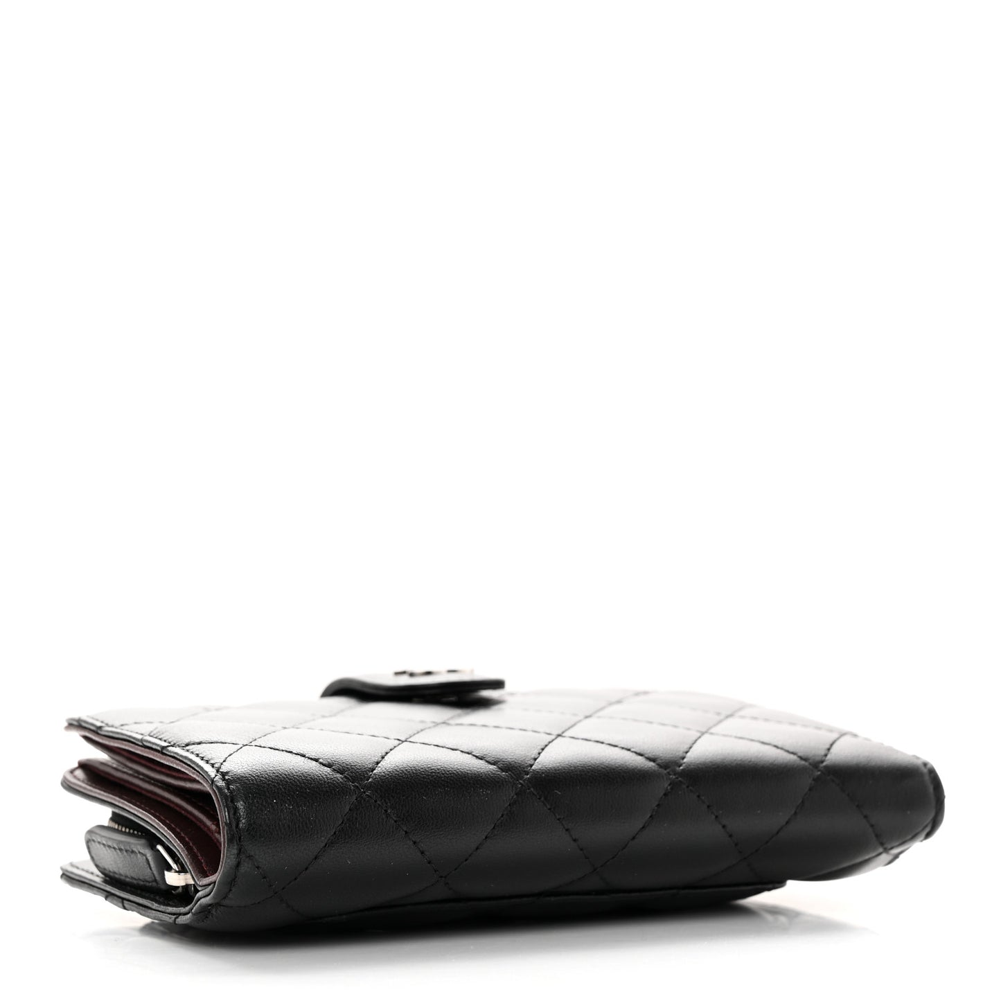 Lambskin Quilted Zipped Pocket Wallet Black