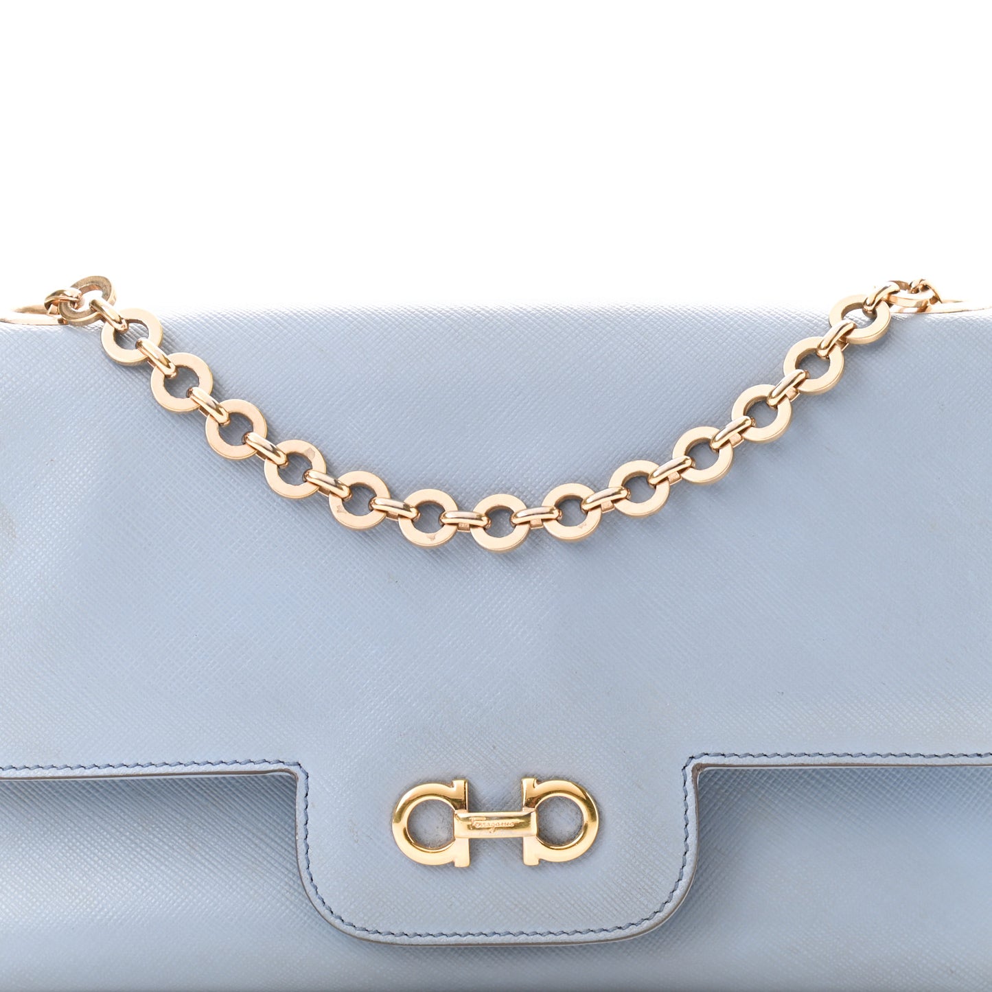 Printed Calfskin Rory Chain Shoulder Bag Light Blue