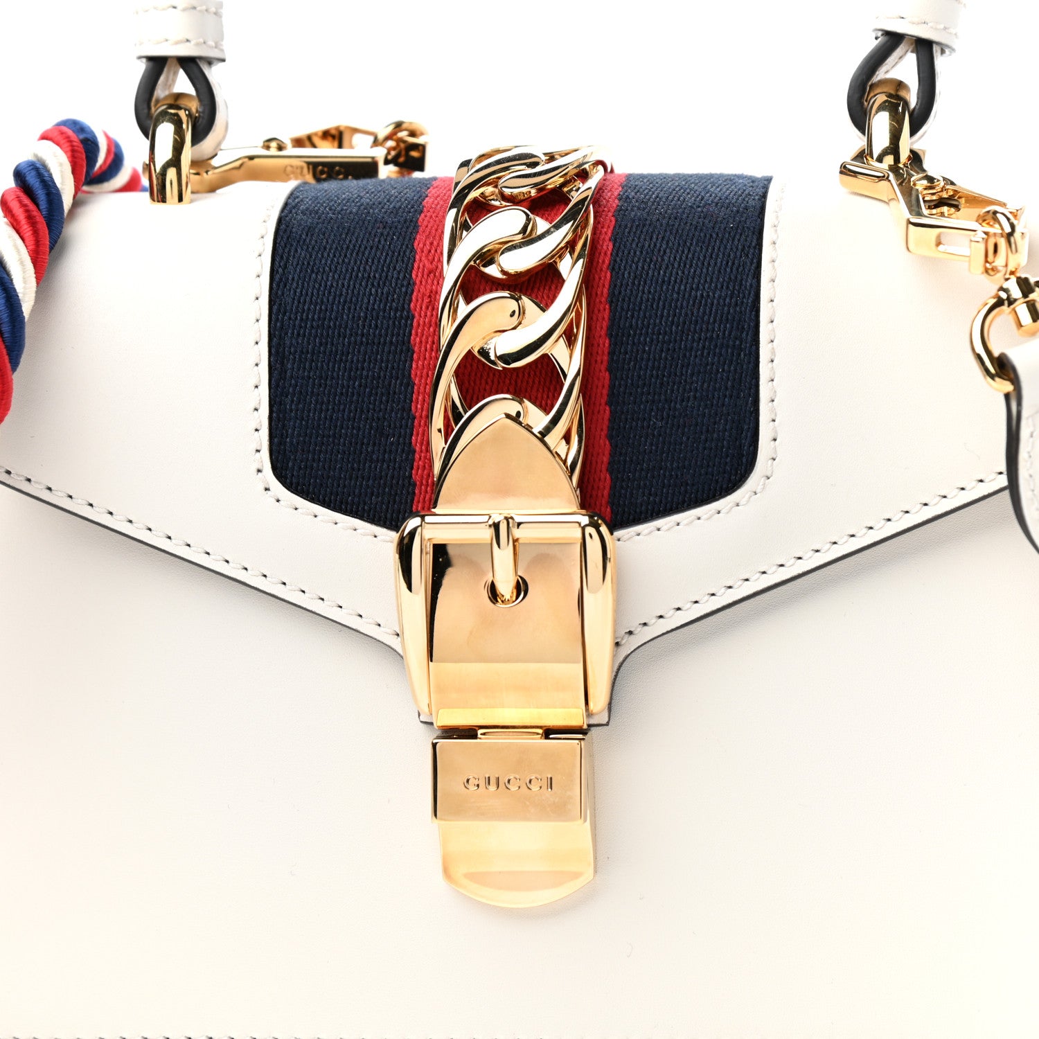 Gucci Calfskin Mini Sylvie Top Handle Bag White 11 of 11