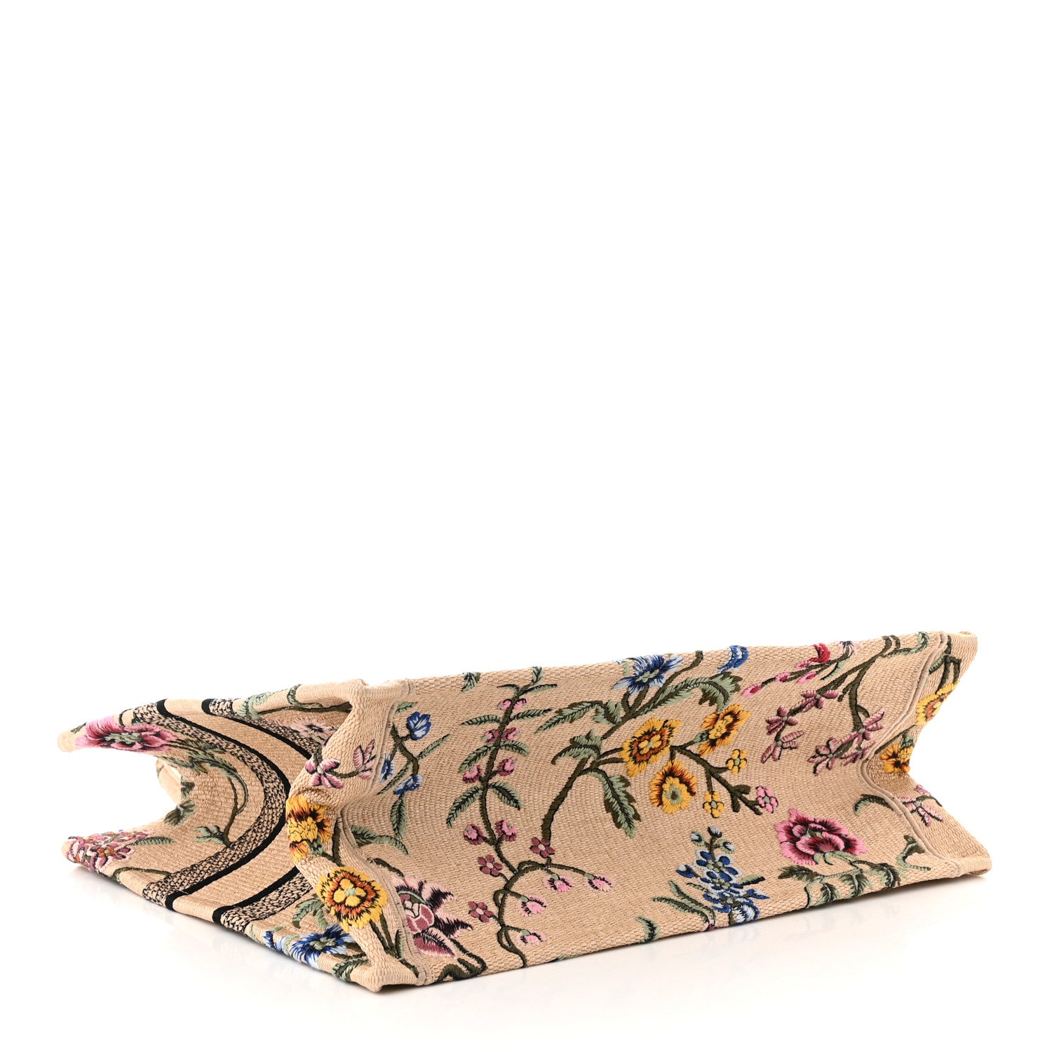 Christian Dior Raffia Embroidered Petites Fleurs Medium Book Tote Natural 4 of 10