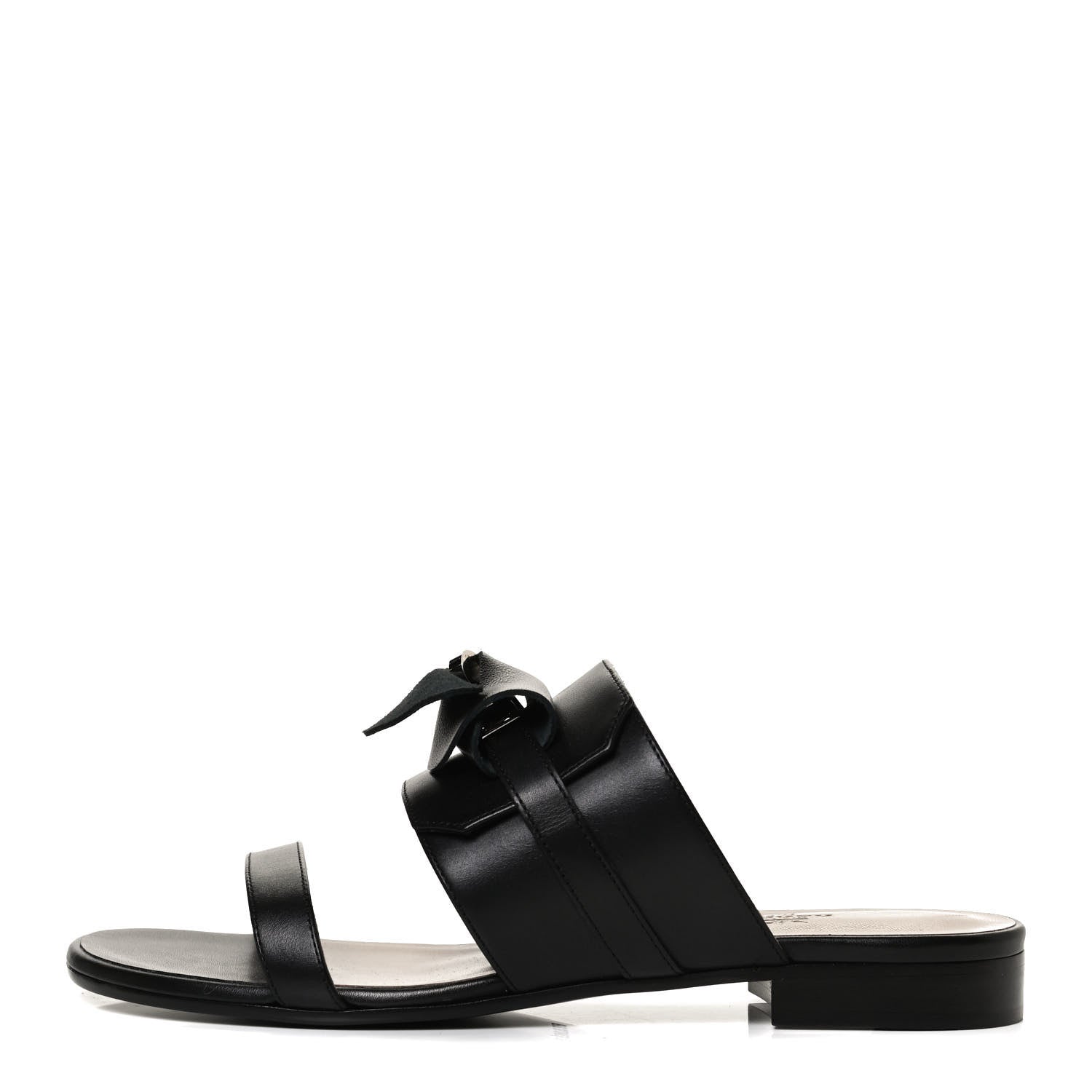 Hermes Calfskin Avenue Sandals 38 Black 1 of 9